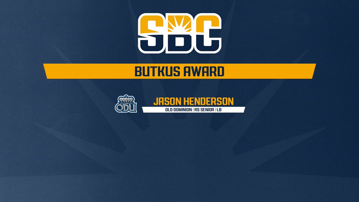Sun Belt (@sunbelt) on Twitter photo ๐๐จ๐ง๐๐จ๐ฆ ๐๐ช๐๐ฅ๐.
<a href="/ODUFootball/">ODU Football</a>'s <a href="/JasonH_42/">Jason Henderson</a> represents <a href="/SunBeltFB/">Sun Belt Football</a> on the Butkus Award Preseason Watch List. โ๏ธ๐
๐ฐ ยป sunbelt.me/45dGmHD ๐๐จ๐ง๐๐จ๐ฆ ๐๐ช๐๐ฅ๐.
<a href="/ODUFootball/">ODU Football</a>'s <a href="/JasonH_42/">Jason Henderson</a> represents <a href="/SunBeltFB/">Sun Belt Football</a> on the Butkus Award Preseason Watch List. โ๏ธ๐
๐ฐ ยป sunbelt.me/45dGmHD