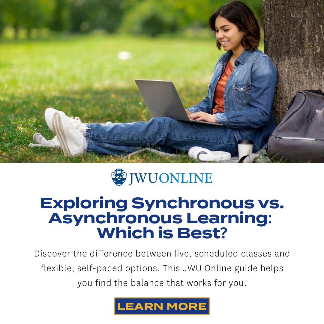 JWUOnline's tweet image. Synchronous vs. asynchronous learning—discover which online method suits your life and schedule best.
👉 online.jwu.edu/blog/exploring… #OnlineLearner #OnlineEducation #JWUOnline