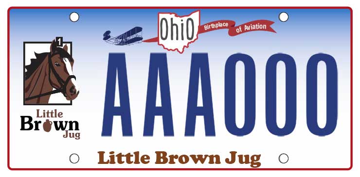 This <a href="/LB_Jug/">The Little Brown Jug</a> specialty license plate is now available! #PickYourPlate at bmv.ohio.gov.