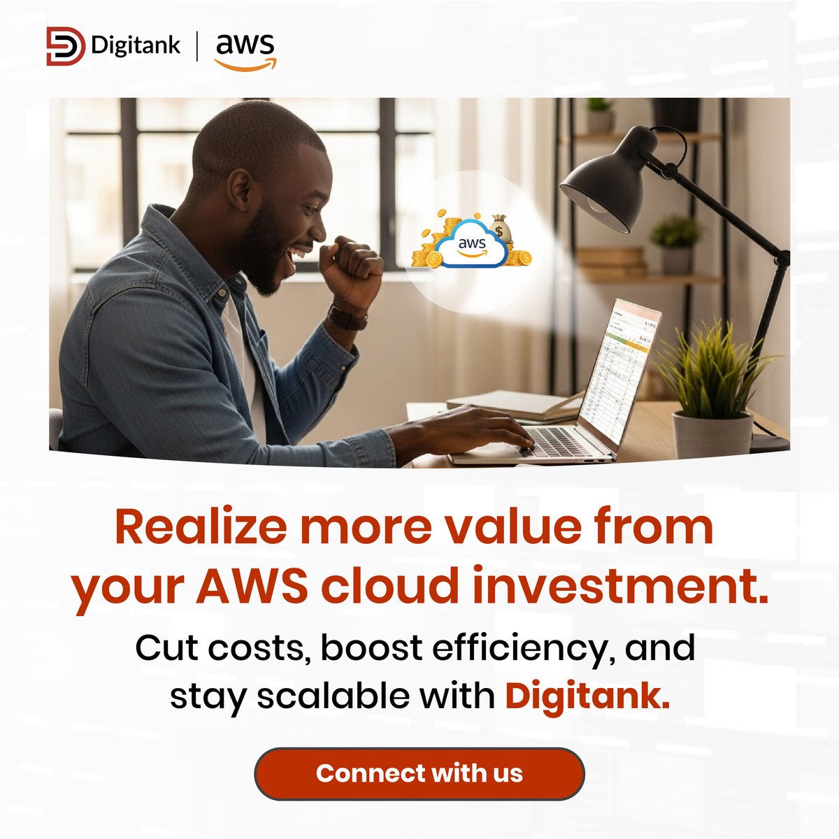 DigitankAfrica's tweet image. Cut AWS costs with Digitank! Get insights, efficiency, and savings. Book your free assessment: digitank.africa/contact-us/ #CloudCostOptimization #AWSAdvancedPartner #CloudSavings #CostManagement #AWSOptimization