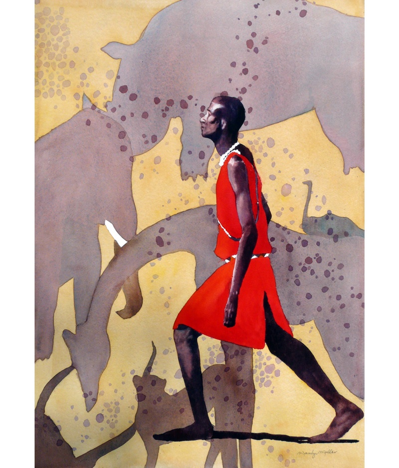 The red pops against the muted background in this watercolor by Marilyn Miller. 

"Masai Mara" watercolor, 30in x 22in

#watercolor #painting #storyteller #contemporaryart