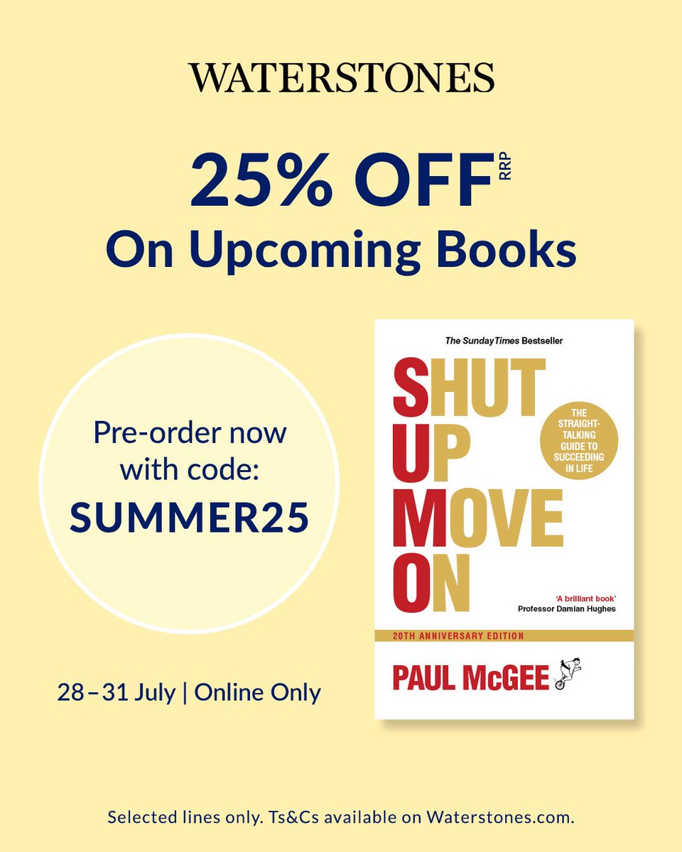 25% off when you pre-order SUMO - Shut Up, Move On: The Straight Talking Guide to Succeeding in Life by <a href="/TheSumoGuy/">Prof Paul McGee</a> on <a href="/Waterstones/">Waterstones</a> - offer ends tomorrow #personaldevelopment waterstones.com/book/s-u-m-o-s…
