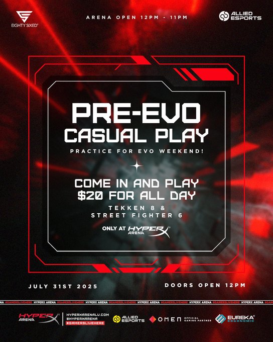 SVL 🔜 LVL UP EXPO (@_shvntell_) on Twitter photo Hello EVO attendees! As always, Vegas will be having some events going on Thursday for everyone before the big event! Get some games in and have some fun!💪 Here's a list of them in the thread below! ⬇️
Spread the word to anyone you know that's going this weekend!🫡 Hello EVO attendees! As always, Vegas will be having some events going on Thursday for everyone before the big event! Get some games in and have some fun!💪 Here's a list of them in the thread below! ⬇️
Spread the word to anyone you know that's going this weekend!🫡