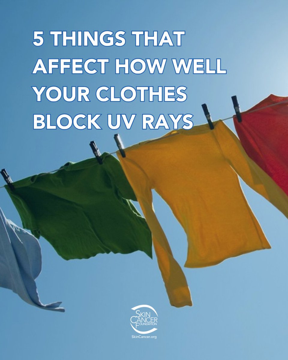 SkinCancerOrg's tweet image. Protecting your skin is as easy as getting dressed. Remember these 5 key factors that influence how well your clothes block UV rays and keep your skin safe. skincancer.org/blog/dress-to-…

#SkinCancerPrevention #SunSafety #UVProtection