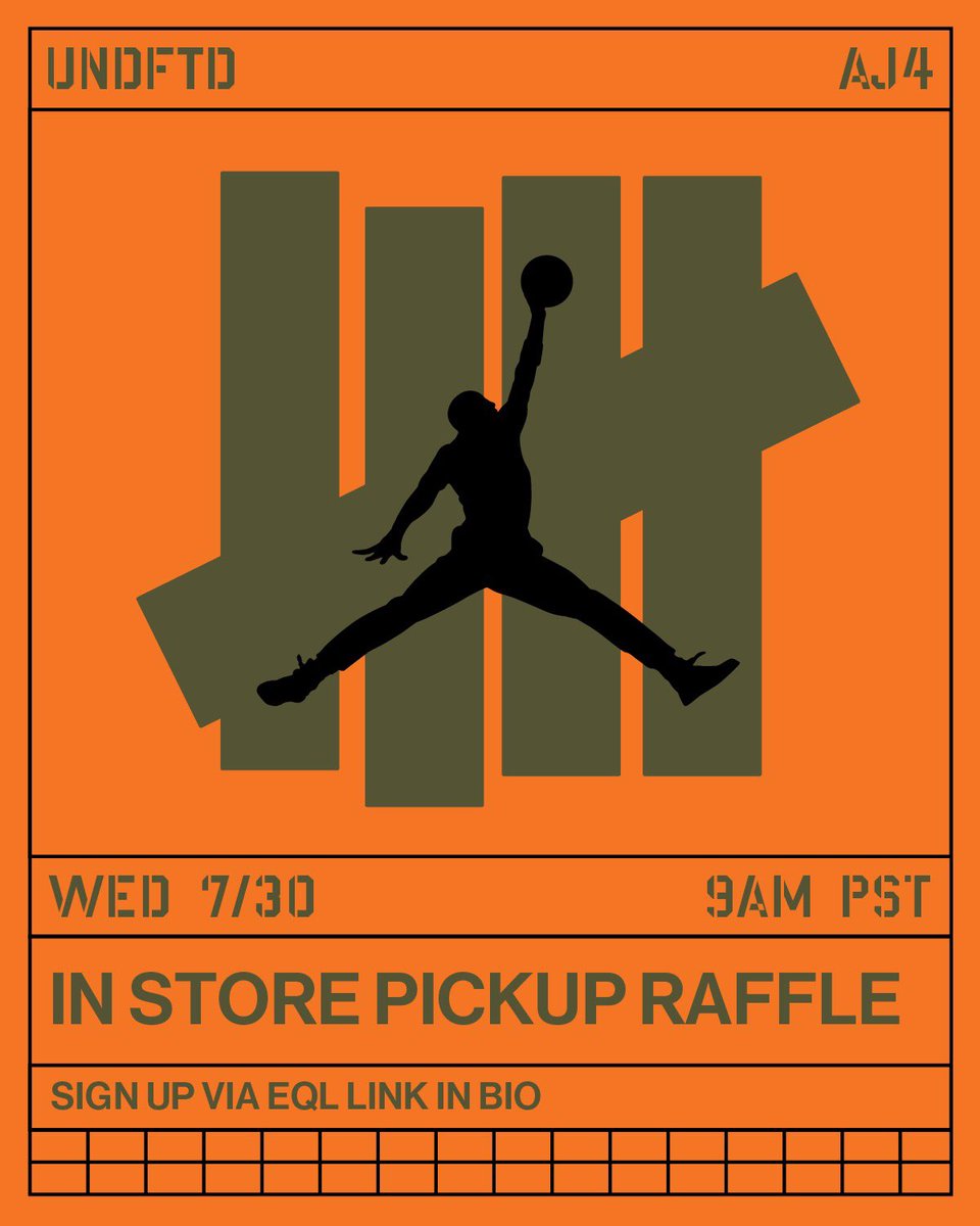 UNDEFEATED Air Jordan 4

UNDEFEATED SF, LV, PHX, NY and the Los Angeles Pop Up will be raffling a chance to purchase the Jordan 4.

The raffle is live now via the link in our bio.

Drawing ends 7/30 at 5pm PST.

Winners of the LA Pop Up raffle will be emailed address for pickup.