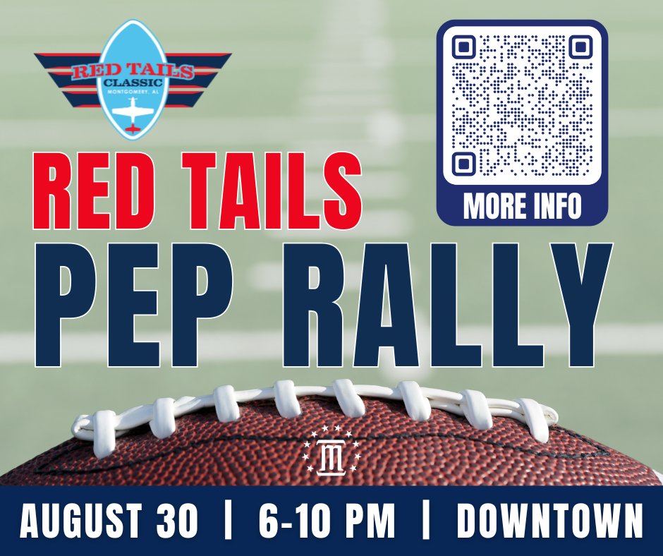 CityofMGM's tweet image. Join us August 30 for the Red Tails Classic Pep Rally on Commerce Street near Riverfront Park! Get more information at the link below. Don&apos;t miss out on this night of celebration, history, and fun! #RedTailsClassic #PepRally #FunInMGM #History