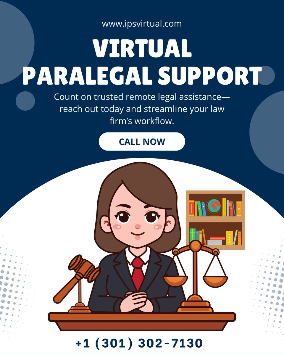 ips_virtual's tweet image. 💼 Stop juggling paperwork — we&apos;ve got your back!
With IPS Virtual, you get trusted remote legal support tailored to your needs.
🖥 Streamline your workflow. Focus on winning cases.
📞 Call now: +1 (301) 302-7130
#VirtualParalegal #AttorneySupport #LegalWorkflow