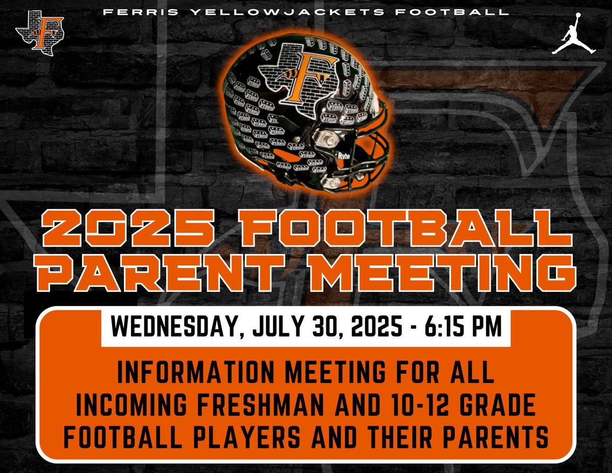 Ferris Football (@ferrisfb_) on Twitter photo Donβt forget about our parent meeting tonight! Meet the coaches and get all the information you need for the π season!
# F.A.S.Tπ β«οΈ
π : Ferris High School Cafeteria
<a href="/castillo_ac/">Tonycastillo</a> <a href="/ferrisallsports/">Ferris All Sports Club</a> <a href="/FerrisISD/">Ferris ISD</a> Donβt forget about our parent meeting tonight! Meet the coaches and get all the information you need for the π season!
# F.A.S.Tπ β«οΈ
π : Ferris High School Cafeteria
<a href="/castillo_ac/">Tonycastillo</a> <a href="/ferrisallsports/">Ferris All Sports Club</a> <a href="/FerrisISD/">Ferris ISD</a>