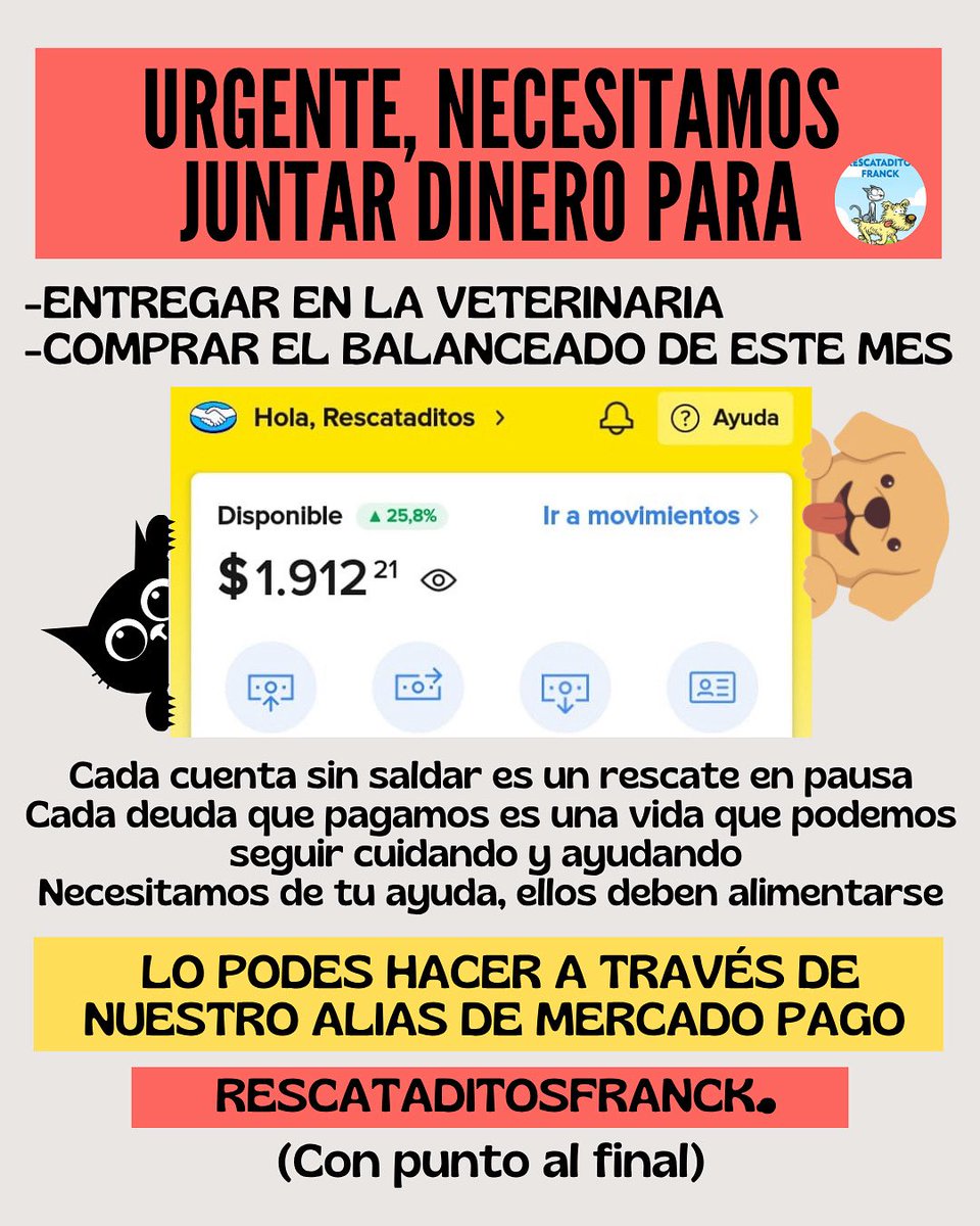 necesitamos ayuda !!🥺💔
Ellos tienen que alimentarse 🐶🐱
<a href="/aaguvolpato/">agu </a> <a href="/angelesisi/">Angeles</a>