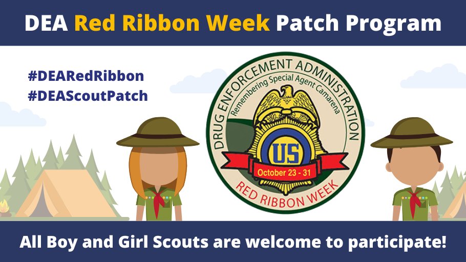 Calling all Scout leaders! 🌟 Inspire your Boy and Girl Scouts to earn the DEA Red Ribbon Patch by promoting a drug-free lifestyle. The program is open until November 30th. Get involved today. 🎈#DEARedRibbon

Learn more about the program: getsmartaboutdrugs.gov/get-involved/r…