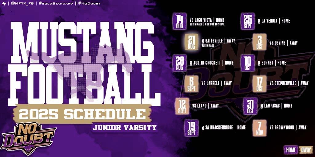 Varsity, JV, Freshmen Schedules for 2025 Football Season.