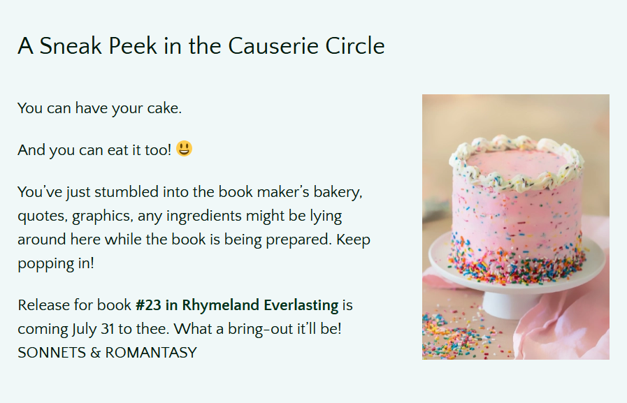 Really, really! 🎁 To eat cake in the big take! Now that's sweet.

bellarariora.com/a-sneak-peek-i…