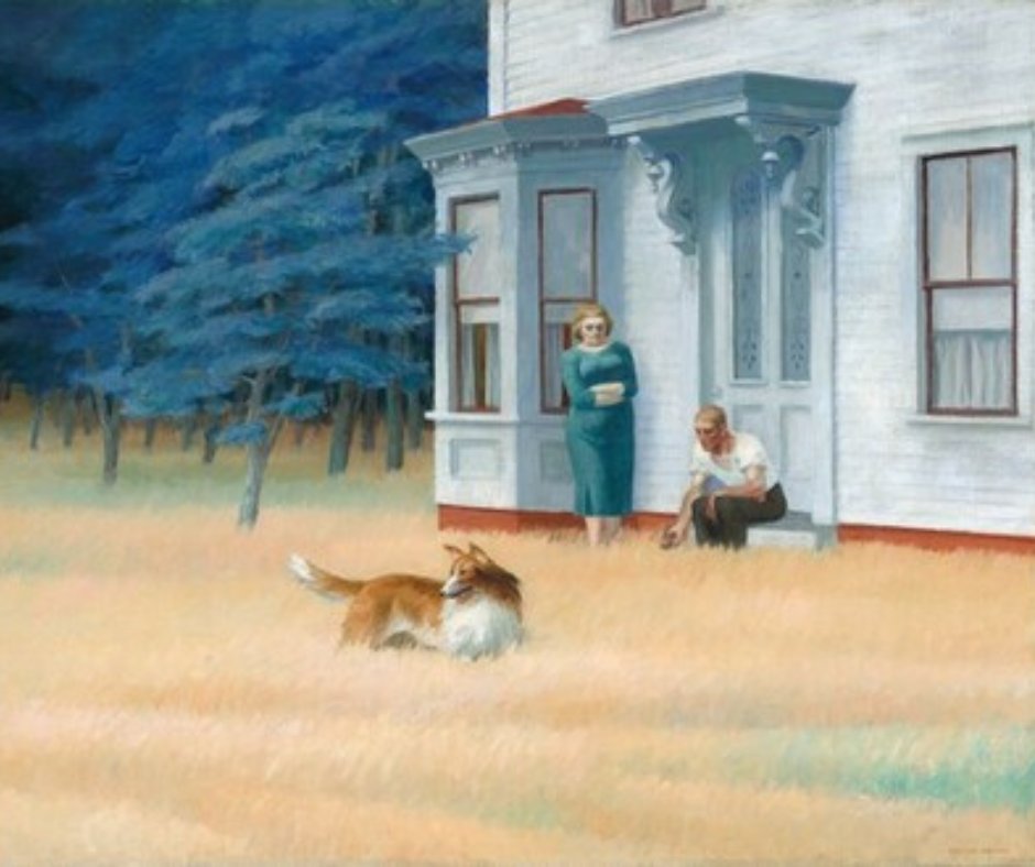 Edward Hopper House (@hopperhouse) on Twitter photo On this day in 1939, Edward Hopper finished Cape Cod Evening (<a href="/ngadc/">National Gallery of Art</a>). The collie? After a failed library trip to research the breed, Hopper spotted the perfect dog in a parked car. Jo befriended the girl with it while Hopper sketched, capturing a moment of art history. 🐕🎨 On this day in 1939, Edward Hopper finished Cape Cod Evening (<a href="/ngadc/">National Gallery of Art</a>). The collie? After a failed library trip to research the breed, Hopper spotted the perfect dog in a parked car. Jo befriended the girl with it while Hopper sketched, capturing a moment of art history. 🐕🎨