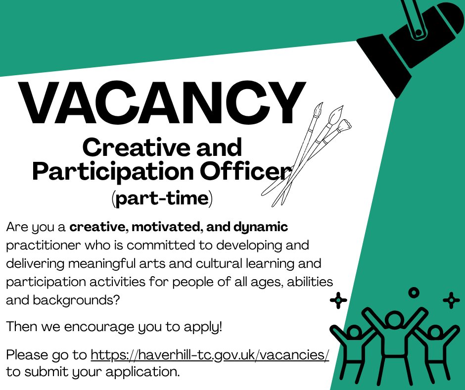 📣 Vacancy! 

We are looking for a Creative and Participation Officer to develop, implement, and manage creative participation projects that foster community engagement, inclusion, and access to the arts.

Information and applications 👉 loom.ly/lTO0zv0