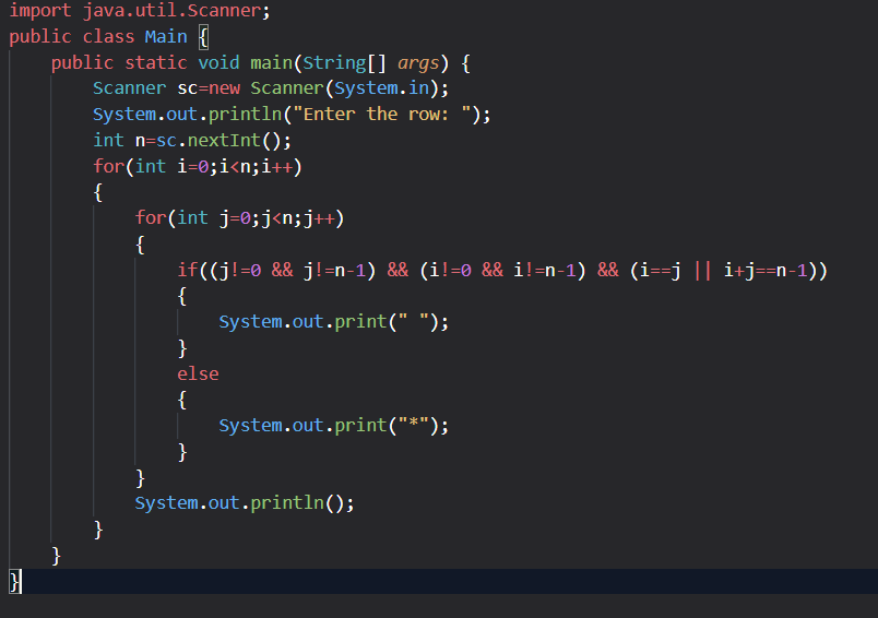 LearnWithAnkit's tweet image. #100DaysOfCode #CodingJourney #dream #letsconnect           
Control Flow Question:-
  
Write a program to print a hollow square star pattern with diagonals.
Input : 
Enter number of rows: 5
Output :
*****
** **
* * *
** **
*****