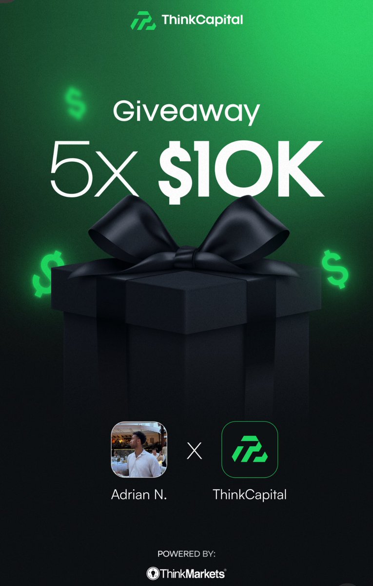 🚨 THINKCAPITAL GIVEAWAY 🚨
We’re giving away 5x $10K funded accounts powered by <a href="/thinkcapitalcom/">ThinkCapital</a> 💼💰

How to Enter:
1️⃣ Follow <a href="/NosaAdrian/">Adrian Nosa</a>, <a href="/thinkcapitalcom/">ThinkCapital</a> &amp; @thinkcapitales
2️⃣ Like ❤️ &amp; Repost 🔁
3️⃣ Tag 3 friends in the comments 👥

🎯 Want EXTRA POINTS?
➕ 1 point: Join my