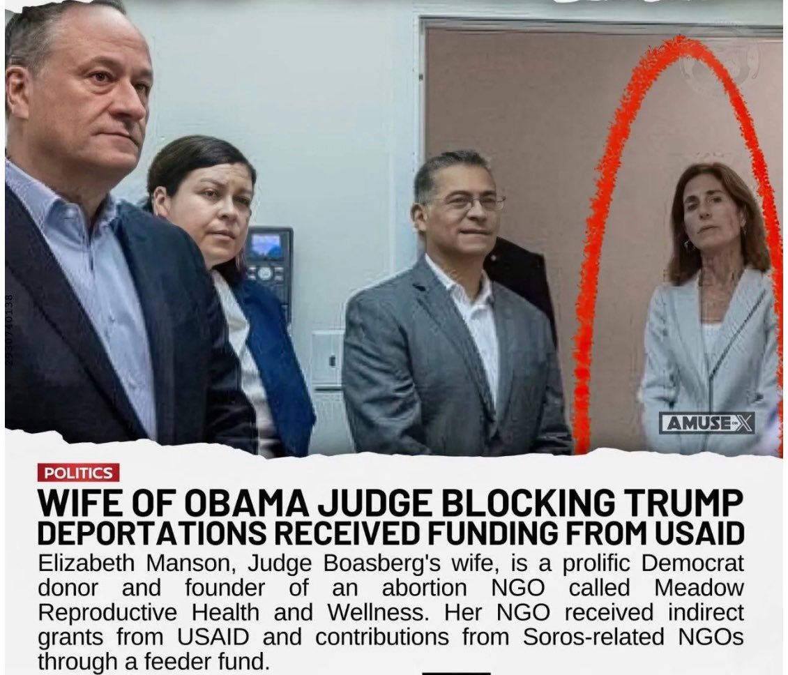 Trump gets blocked by Judge Boasberg whose wife cashes Soros checks through an abortion NGO funded by your tax dollars. 

It’s not a conflict…it’s the plan! Screw American taxpayers!!!