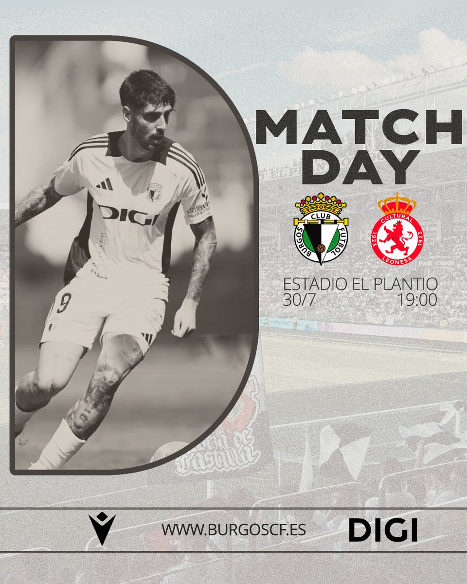 TBGraphics12's tweet image. MATCHDAY Amistoso

Burgos CF - CyD Leonesa
30/07/2025    19:00

El primero de la 25-26

@Burgos_CF @CyDLeonesa

#burgoscf #cydleonesa #GraphicDesign #graphiccontent #MatchDay