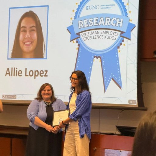 Pharmacoengineering & Mol Pharmaceutics (DPMP UNC) (@dpmp_unc) on Twitter photo Shoutout to <a href="/AinslieLab/">Kristy Ainslie</a> amazing Research Technician Allie Lopez for earning the Eshelman Employee Excellence Kudos Award in Research.
Allie’s dedication to advancing the research mission at <a href="/UNCPharmacy/">UNC Pharmacy</a> and in the Ainslie Lab is truly inspiring Way to go, Allie! Shoutout to <a href="/AinslieLab/">Kristy Ainslie</a> amazing Research Technician Allie Lopez for earning the Eshelman Employee Excellence Kudos Award in Research.
Allie’s dedication to advancing the research mission at <a href="/UNCPharmacy/">UNC Pharmacy</a> and in the Ainslie Lab is truly inspiring Way to go, Allie!