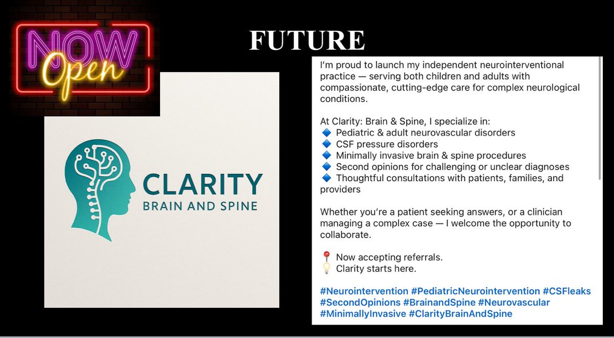 MeshaMartinezMD's tweet image. After years of dreaming, building, and doing the work, I’m proud to announce the launch of my new private practice: Clarity Brain &amp;amp; Spine. We’re here to bring world-class Neurointerventional care to children and adults, with precision, compassion, and purpose #NeuroIR #MedTwitter