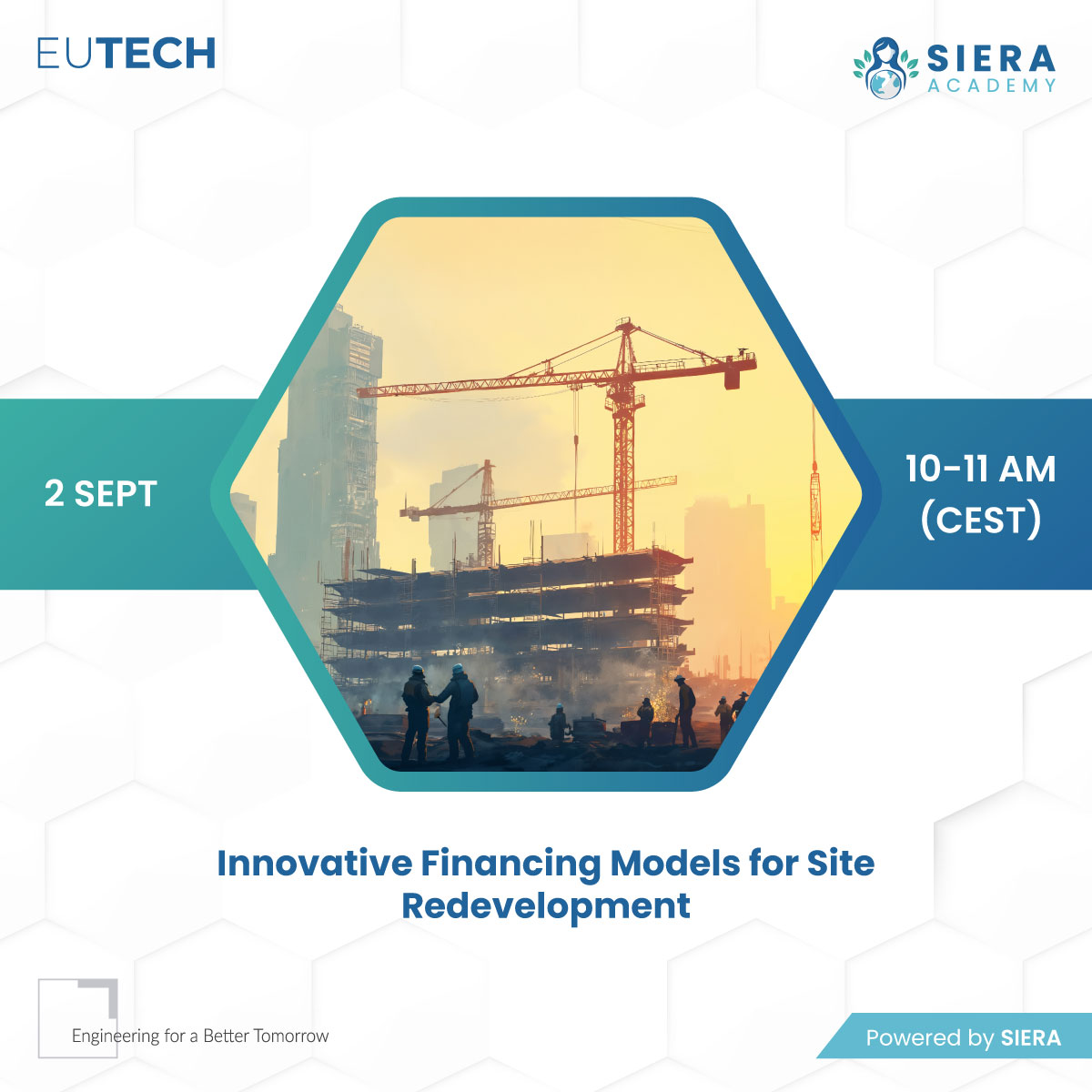 Join us for a webinar on September 2nd to learn how green bonds, PPP, and impact investing can support site redevelopment projects and drive sustainable urban growth.

📅 Time: 10-11 AM CEST

🔗 Register: events.teams.microsoft.com/event/a4554899…

#SIERA #EngineeringForABetterTomorrow