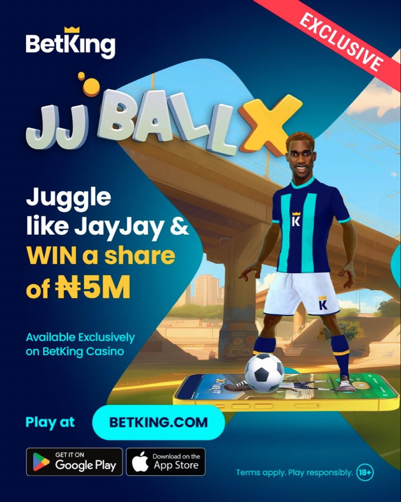 Ball like Jay Jay Okocha but this time on your device. Casino games doesn’t get better than JJBallX on BetKing. Play, have fun and win big.

Start playing at bking.me/JJballX