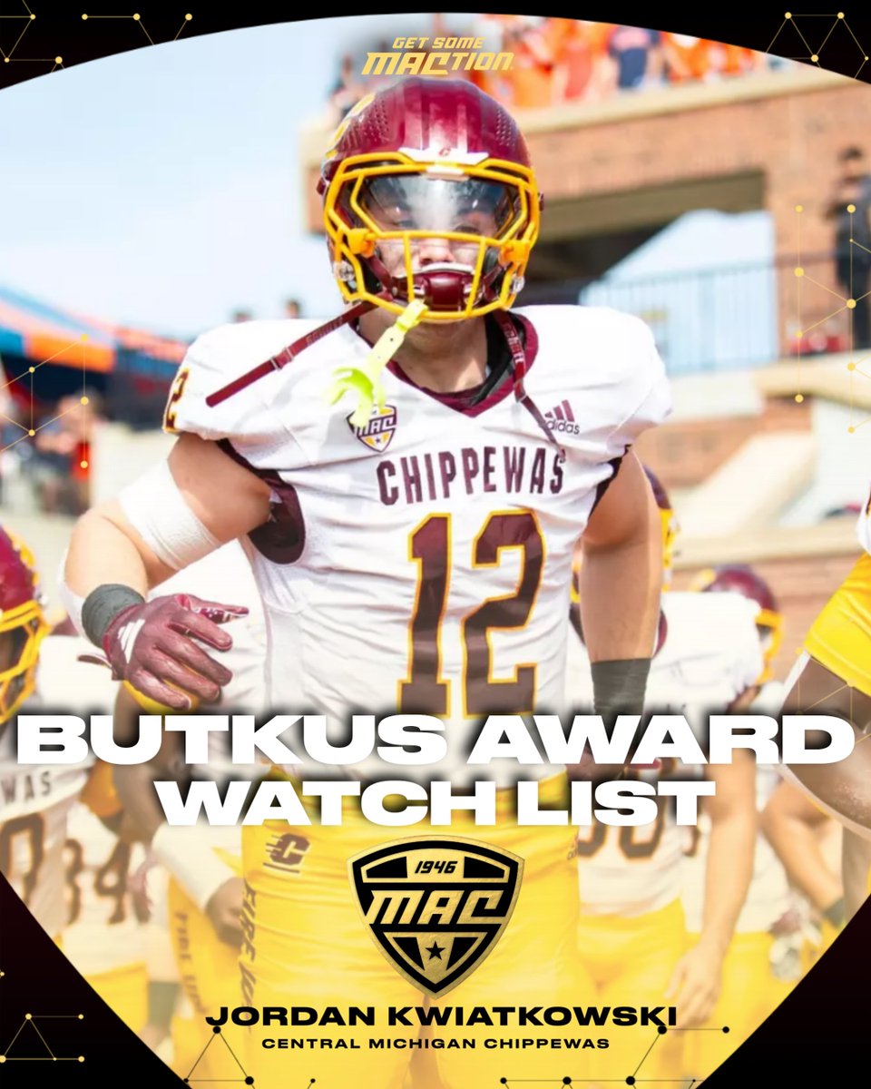 MACtion (@macsports) on Twitter photo Congrats to Central Michigan's <a href="/_Kwiatkowski_J/">Jordan Kwiatkowski ✞</a> on being named to the Butkus Award Watch List! 🔥⬆️
The awarded is presented annually to the best linebacker in college football.
<a href="/CMU_Football/">Central Michigan Football</a> | #MACtion Congrats to Central Michigan's <a href="/_Kwiatkowski_J/">Jordan Kwiatkowski ✞</a> on being named to the Butkus Award Watch List! 🔥⬆️
The awarded is presented annually to the best linebacker in college football.
<a href="/CMU_Football/">Central Michigan Football</a> | #MACtion