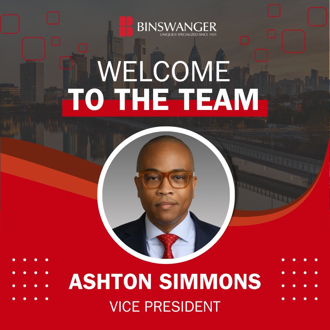 Welcome Ashton Simmons to the Binswanger team! 🎉As a new VP in the Mid-Atlantic region, Ashton brings 25 years of real estate expertise and $1B+ in development experience. Big things ahead! #CRE #TeamBinswanger