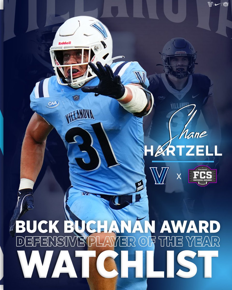 Villanova Football (@novafootball) on Twitter photo That’s our LB‼️
Senior Shane Hartzell has been named to the 2025 Buck Buchanan Award Watchlist for FCS Defensive Player of the Year!
🔗 bit.ly/415mrcH
#TapTheRock That’s our LB‼️
Senior Shane Hartzell has been named to the 2025 Buck Buchanan Award Watchlist for FCS Defensive Player of the Year!
🔗 bit.ly/415mrcH
#TapTheRock