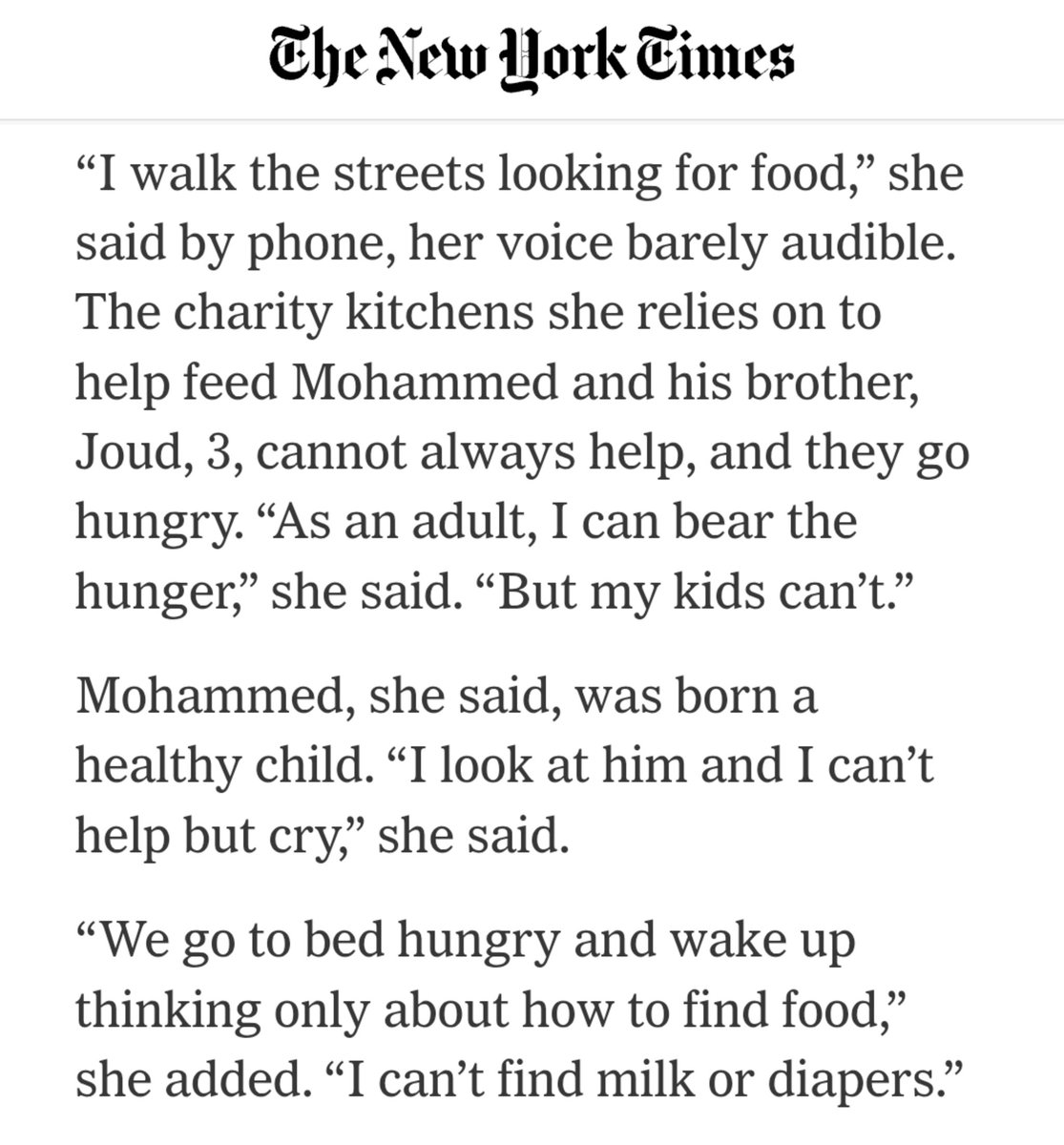 Eitan Fischberger (@efischberger) on Twitter photo Insane catch from <a href="/Nissim_Sofer/">ניסים סופר</a>:
The NYT article on Mohammed al-Mutawaaq—which fueled global outrage at Israel—originally quoted his mother saying he was “born healthy," without noting his illness.
That line was later quietly deleted—yet wasn't mentioned in the Editor’s Note. Insane catch from <a href="/Nissim_Sofer/">ניסים סופר</a>:
The NYT article on Mohammed al-Mutawaaq—which fueled global outrage at Israel—originally quoted his mother saying he was “born healthy," without noting his illness.
That line was later quietly deleted—yet wasn't mentioned in the Editor’s Note.
