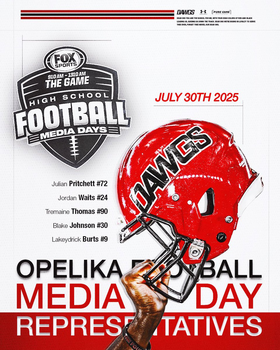 We are LIVE from media day today starting at 12:35, listen along on the <a href="/iHeartRadio/">iHeartRadio</a> app, foxsportsthegame.com , or WOTM TV❗️

Check out a preview of the season from
<a href="/OpelikaCoach/">Bryan Moore</a> 
<a href="/JuPritchett2026/">Julian Pritchett</a> 
<a href="/JordanWaits24/">Jordan Waits</a> 
<a href="/TremaineThomas0/">Tremaine Thomas</a> 
<a href="/javariJohnson17/">Blake “The hammer” Johnson</a> 
<a href="/LakeydrickBurts/">Lakeydrick Burts</a> 
#OwnIt