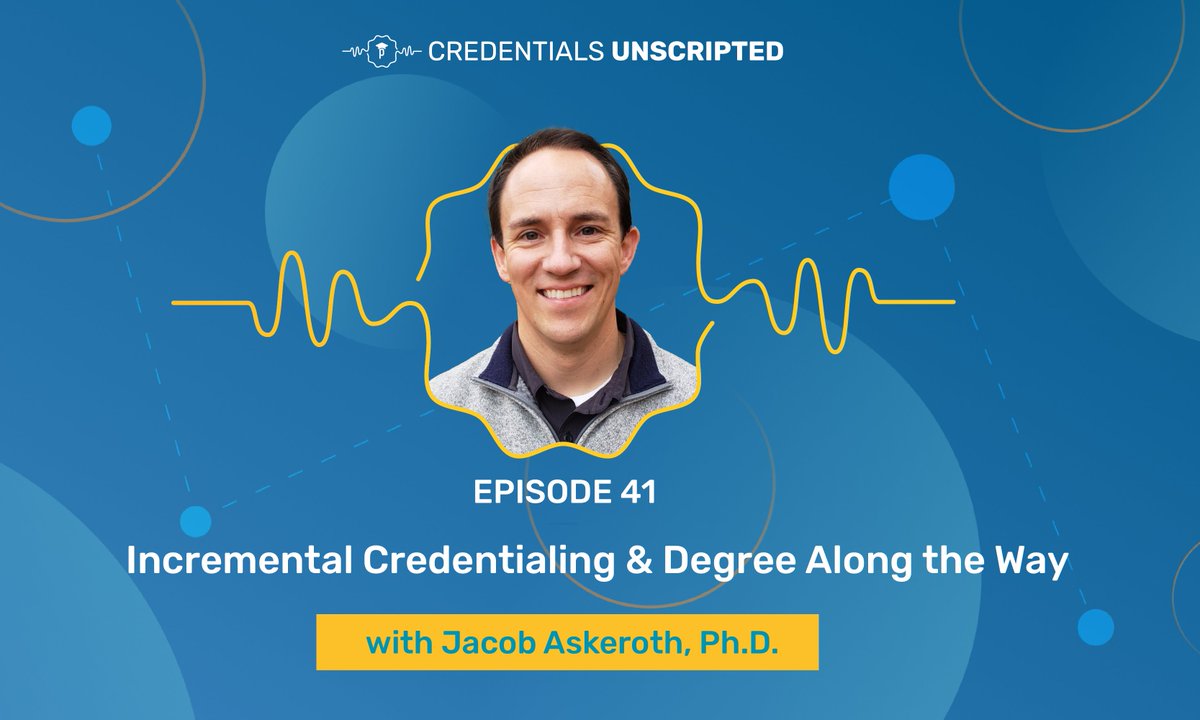 Instructure's tweet image. New #CredentialsUnscripted is live! 🎙️ 

Hear how @purdueglobal uses credentials + “degree along the way” to create learner pathways with Jacob Askeroth.

🎧 Tune in now: bit.ly/41i3GCA

#Parchment #EdTech #Instructure