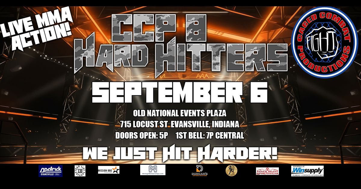 🔥 WE’RE BACK, EVANSVILLE! 🔥
Caged Combat Productions returns to Old National Events Plaza on September 6 for a night of non-stop action and hard-hitting matchups you won’t want to miss! 🥊

🎟️ Tickets on sale now! bit.ly/41egLgb