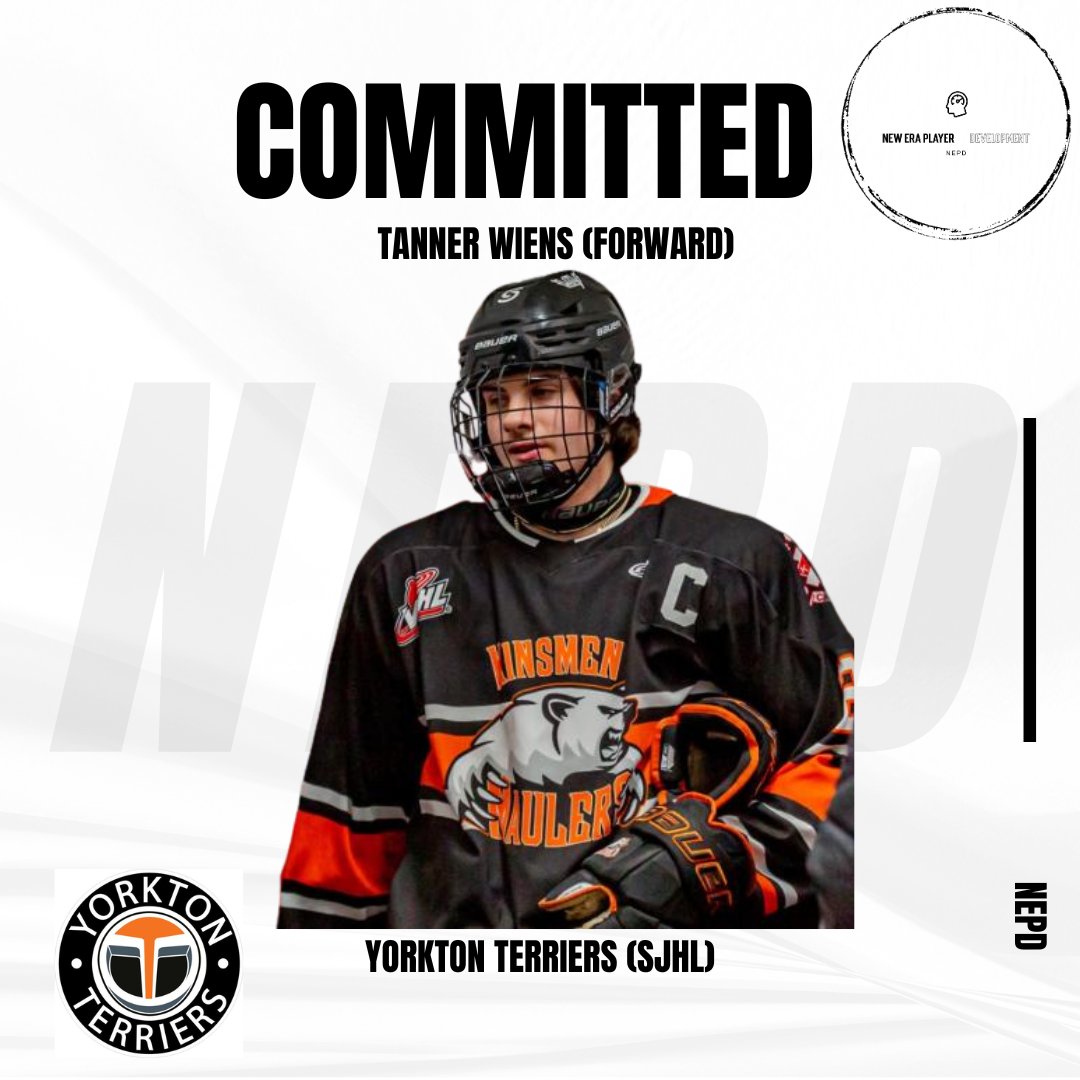 newera_develop's tweet image. Tanner Wiens has committed to the @yorktonterriers  of the @theSJHL for the 2025-26 season. 

Tanner has spent the last 3 seasons with the @YorktonMaulers  including serving as the teams captain for the 2024-25 season. 

Congrats Tanner!
