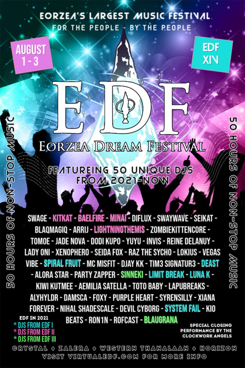 With Sci-Fi Bash coming up in two days, I also wanna announce we've partnered up with Eorzean Dream Festival! So if you want somewhere to go besides the bash and you're in the NA DC, go and check them out as well! this weekend's gonna be packed for things to do in the community!