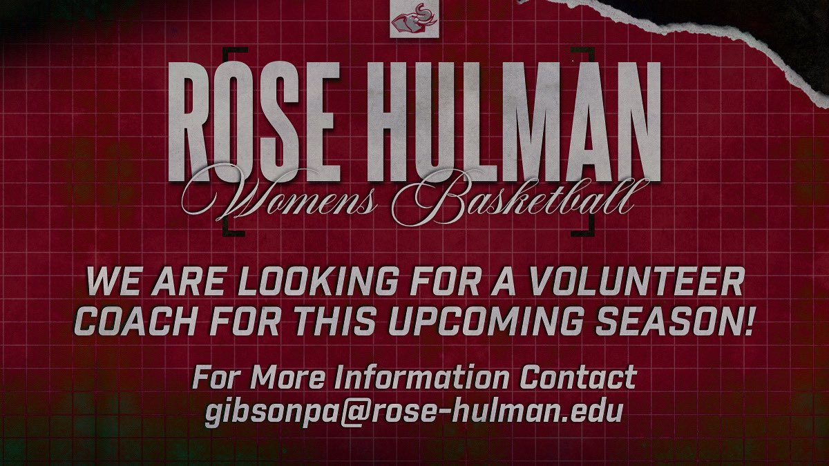 RHIT Women's Basketball Team (@rhit_wbball) on Twitter photo 🚨 We’re looking for a Volunteer Assistant Coach to join our Rose-Hulman Women’s Basketball staff
If you’re passionate about the game, love to teach, and want to be part of a competitive program. Rose is your school
📩 For more details, please email gibsonpa@rose-hulman.edu 🚨 We’re looking for a Volunteer Assistant Coach to join our Rose-Hulman Women’s Basketball staff
If you’re passionate about the game, love to teach, and want to be part of a competitive program. Rose is your school
📩 For more details, please email gibsonpa@rose-hulman.edu
