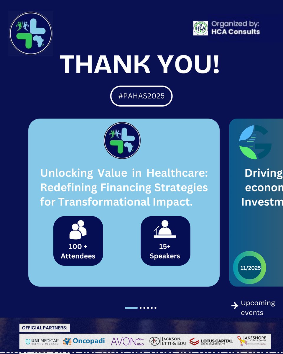 #PAHAS2025 was one for the books! 

100+ attendees, 15+ speakers, 1 shared vision: unlocking value in African healthcare.

Thank you for showing up. Let’s keep the momentum going.

Share your experience here: forms.gle/KGGwEoRDKa6YAW…

📅 See you at <a href="/green_techexpo/">GreenTech Expo</a> this Nov!