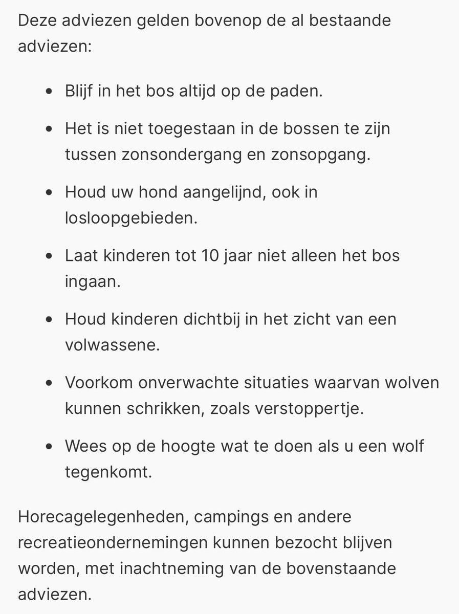 #Utrecht #Heuvelrug #Austerlitz Vanwege incidenten met een #wolf bij Den Treek – Henschoten op de Utrechtse Heuvelrug gelden al een tijd deze (niet overbodige) aanvullende adviezen 👇 deze moeten ms worden aangescherpt tot de wolf verwijdert is…