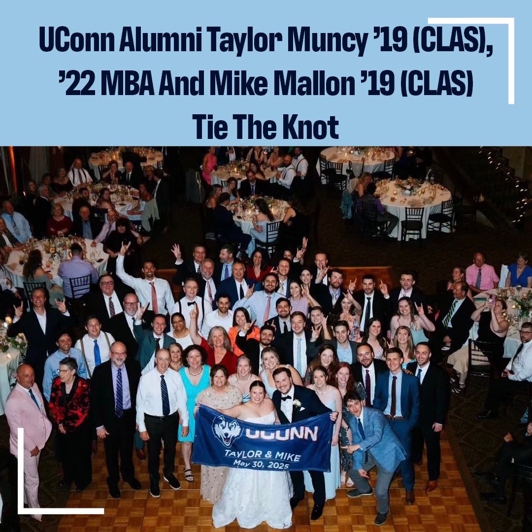 Congratulations to UConn alumni Taylor Muncy ’19 (CLAS), ’22 MBA and Mike Mallon ’19 (CLAS) on officially tying the knot.