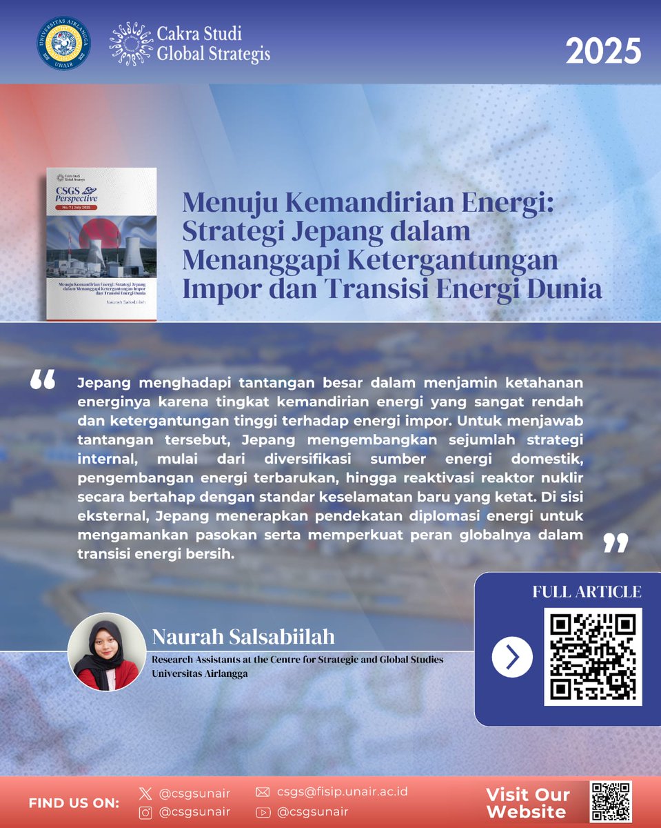 csgsunair's tweet image. Artikel lengkap dapat diakses di:
hi.fisip.unair.ac.id/csgs-perspecti…

#csgs #csgsperspective #Jepang #Energi