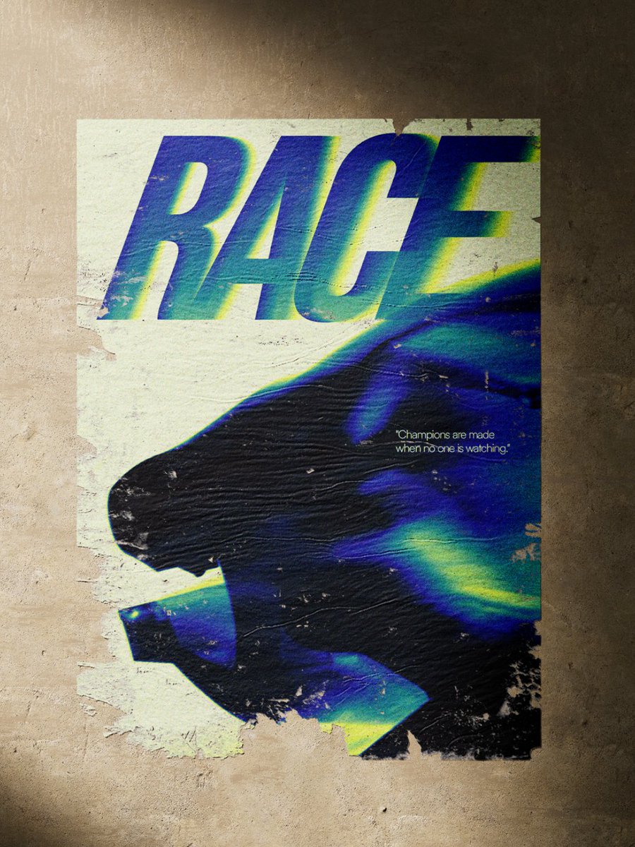 shivesh_design's tweet photo. From lens to layout.
My take on "RACE" for our Digital Design and Communication assignment at NIFT Bengaluru.
A blend of motion, grit, and silence.
"Champions are made when no one is watching."
#DesignStudent #PosterArt #NIFT #GraphicDesign #VisualStorytelling https://t.co/OizVmQPfmv