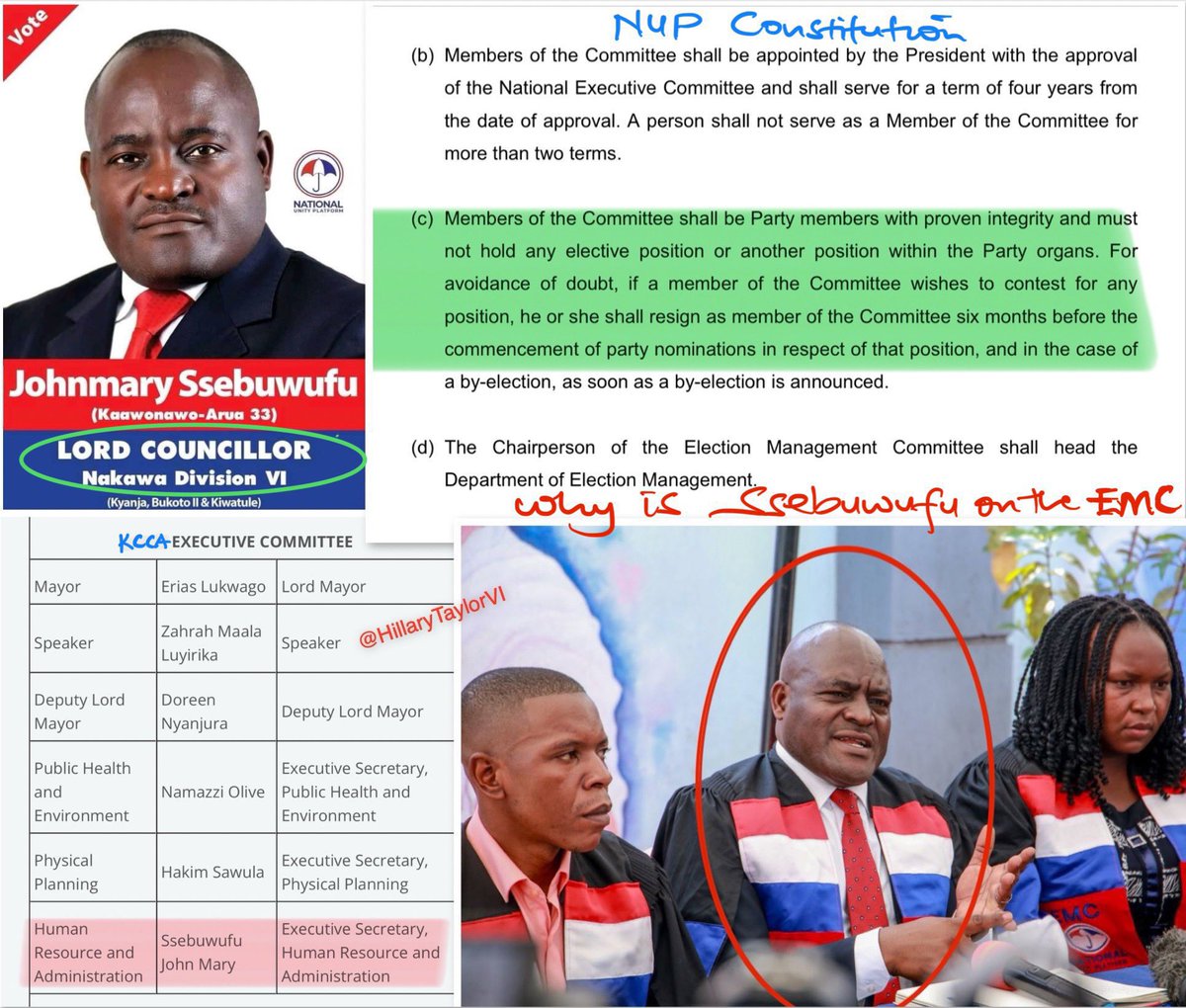 harriet chemutai is the official chairperson of the #nup electoral management committee, but @jm_ssebuwuffu has positioned himself as the public face of the emc, overshadowing chemtai leadership at every turn. 

ssebuwuffu should step back, in fact step down with his toxic