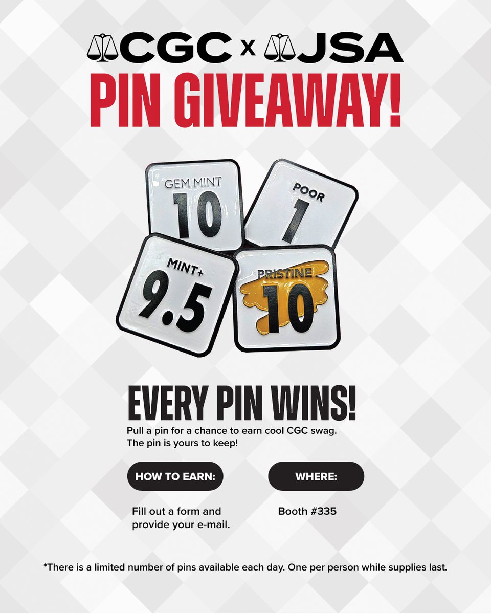 We can’t wait to see you and your collection this week at The National! 🔥

Make sure to head to the CGC x JSA booth later today for on-site grading!

📍 Booth # 335 at the National Sports Collectors Convention July 30-August 3 at the Donald E. Stephens Convention Center in