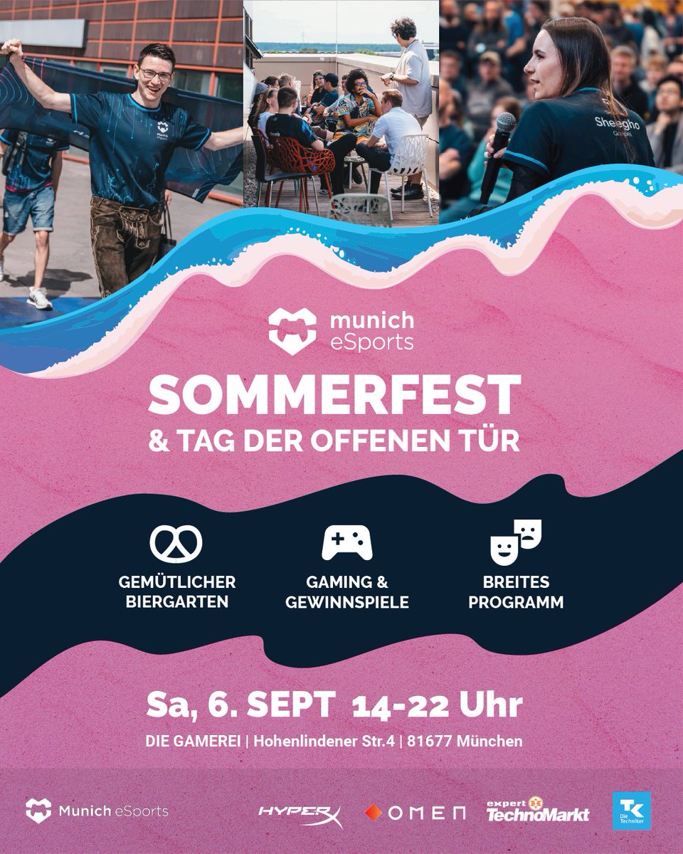 🌴Sommerfest 2025 🍹

Munich eSports lädt zum Tag der offenen Tür - mit Gaming, Biergarten und buntem Programm!

📅Samstag, 06.09., ab 13 Uhr
📍DIE GAMEREI, Hohenlindener Str. 4, 81677 München
🎫Eintritt frei!

#PlayYourHeartOut #munich #esports #sommerfest