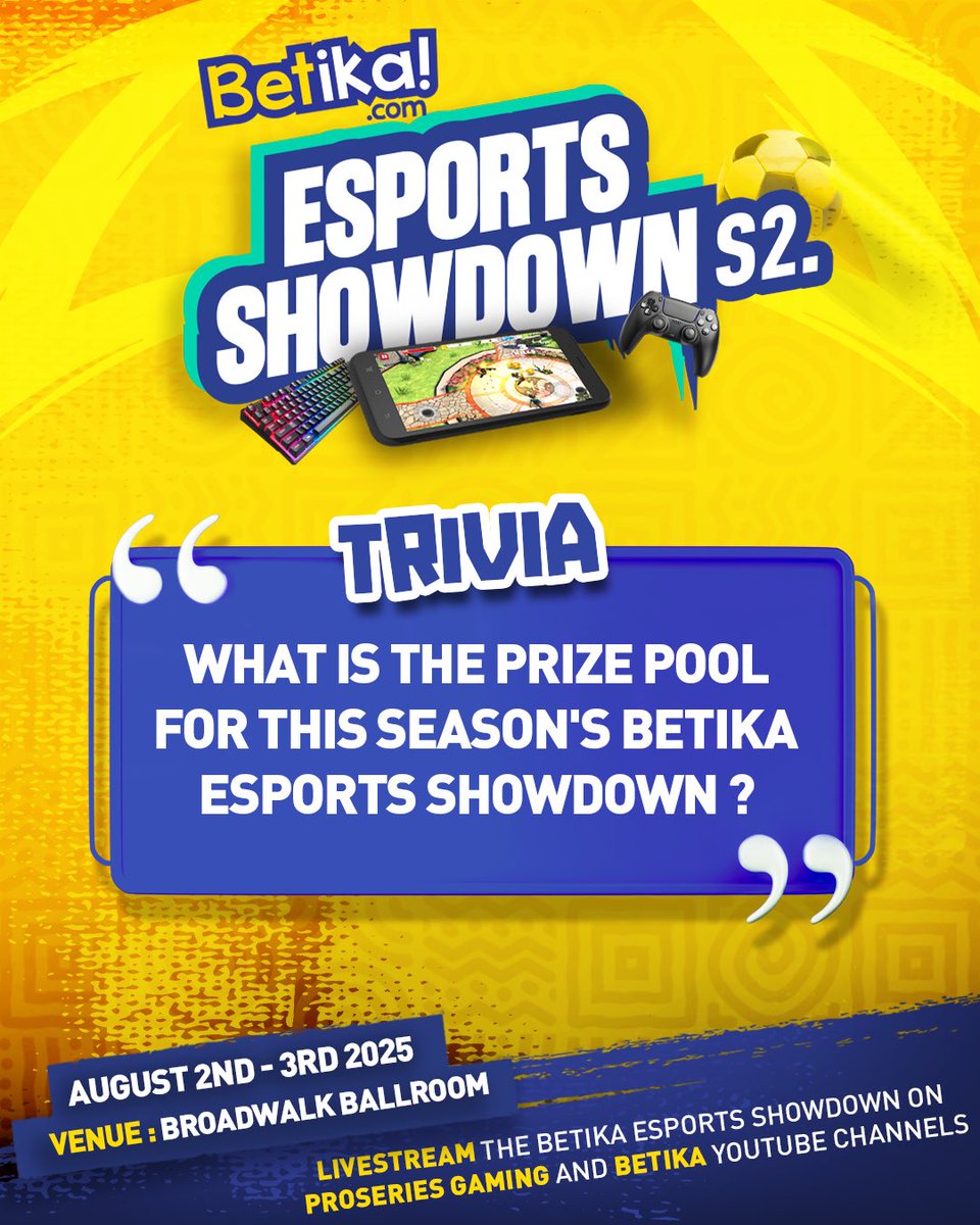 Ready for another chance to gran some merchandise courtesy of <a href="/betikaKe/">Betika</a>? Tell us what the prize pool of this season's #BetikaEsportsShowdown and you could walk away with some. #ProseriesGaming
