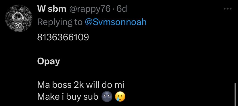 Atleast I no Dey beg for 2k 🙂‍↔️