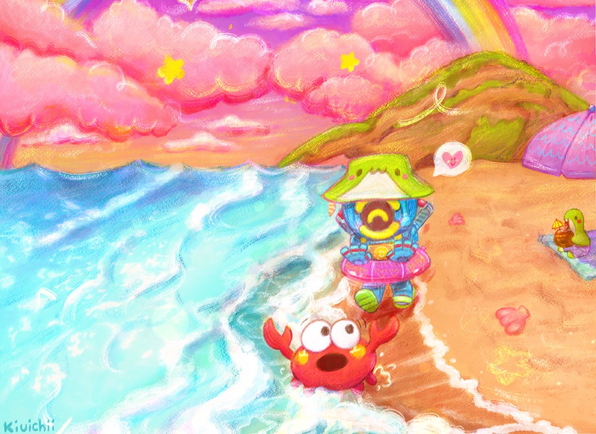 kiuichii's tweet image. very happy to be a part of another #ApexLegends art community zine. I drew
Pathfinder in a lil nessie hat! :))
#ApexSwimSuitEdition 
#apexlegendsfanart