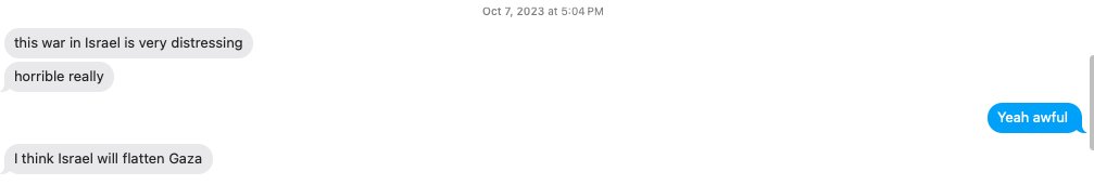 Here is what my Mom, who is not a professional commentator on politics, texted on October 7