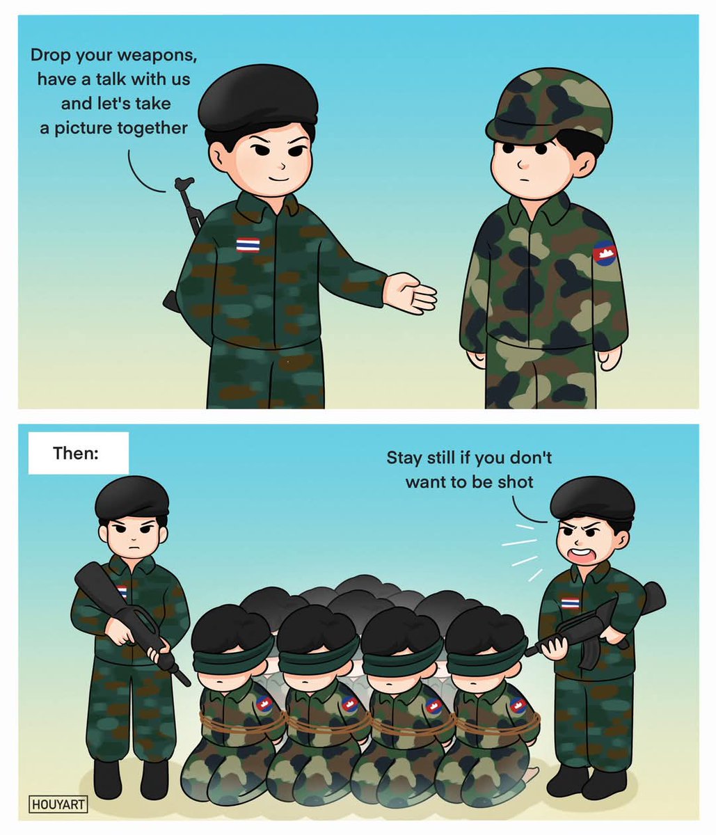 mlinn08's tweet photo. Thailand use a dirty move and
tricked Cambodian soldiers 20 soldiers have been captured by the Thai soldiers Unfortunately 2 of the soldiers may been killed along the way Let the world know that
Thailand violated the ceasefire once more time
#ExposeThailandLies https://t.co/hcSqnGUWEm