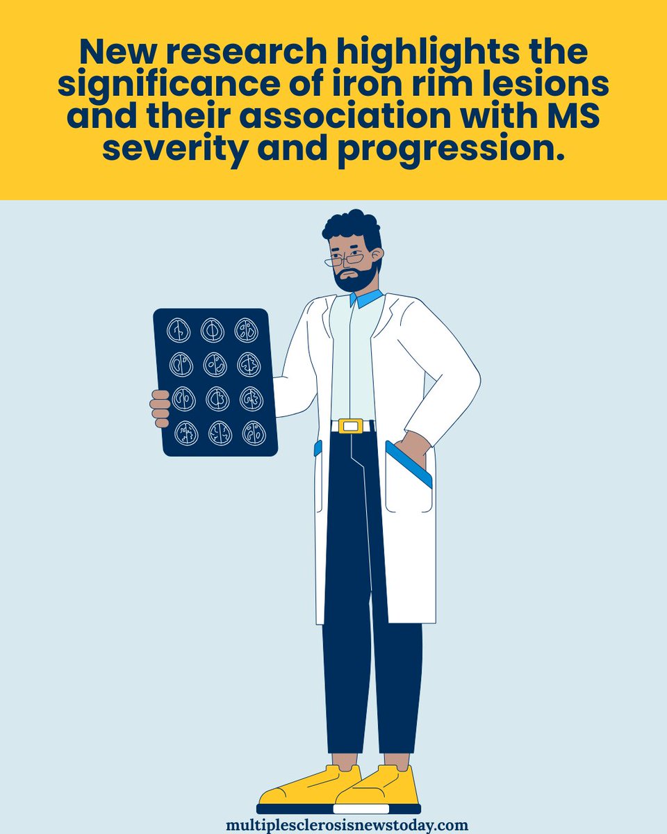 MSNewsToday's tweet photo. New findings suggest iron rim lesions are “central to both relapse dynamics and long-term neurodegeneration.” Explore their possible newfound role as disease severity markers: https://t.co/P24U7qsiO2
#MSResearch #MSLesions #MSBrain #BrainLesions #MSMRI #IronRimLesions #IronRims https://t.co/aRU6NZFCqZ
